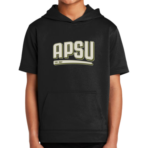 MILITARY- APSU Est.1927 - Youth Sport Wick ® Fleece Short Sleeve Hooded Pullover Thumbnail